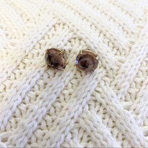 Light Purple Stone & Gold Tone Stud Earrings